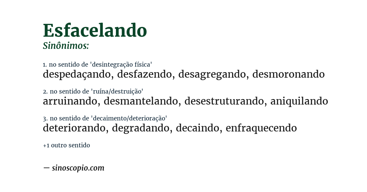 Sinônimo de esfacelando