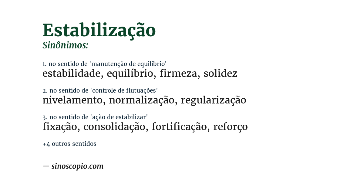 Sinônimo de estabilização