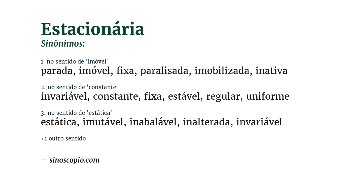 Sinônimo de estacionária