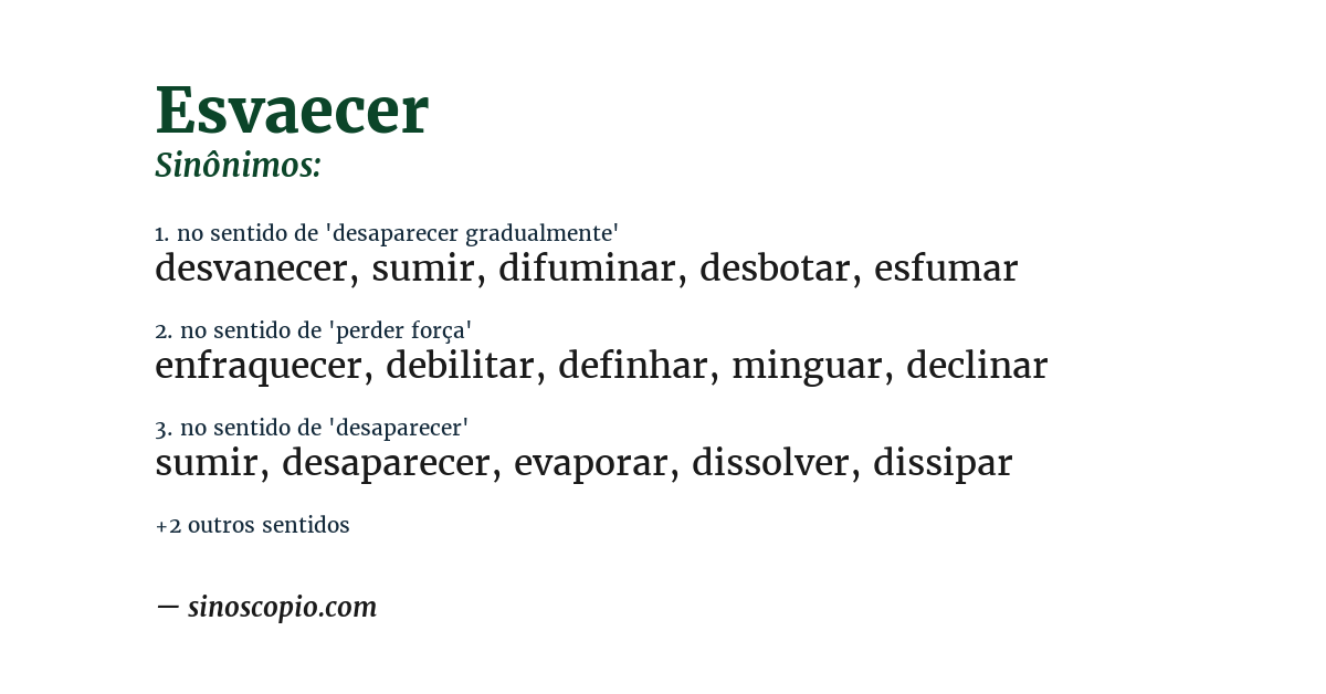 Sinônimo de esvaecer