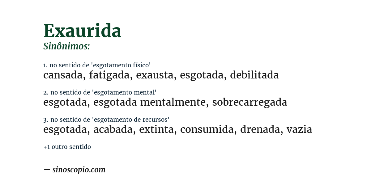 Sinônimo de exaurida