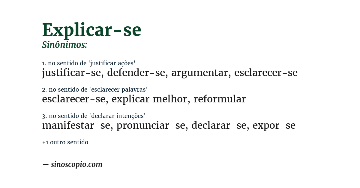 Sinônimo de explicar-se