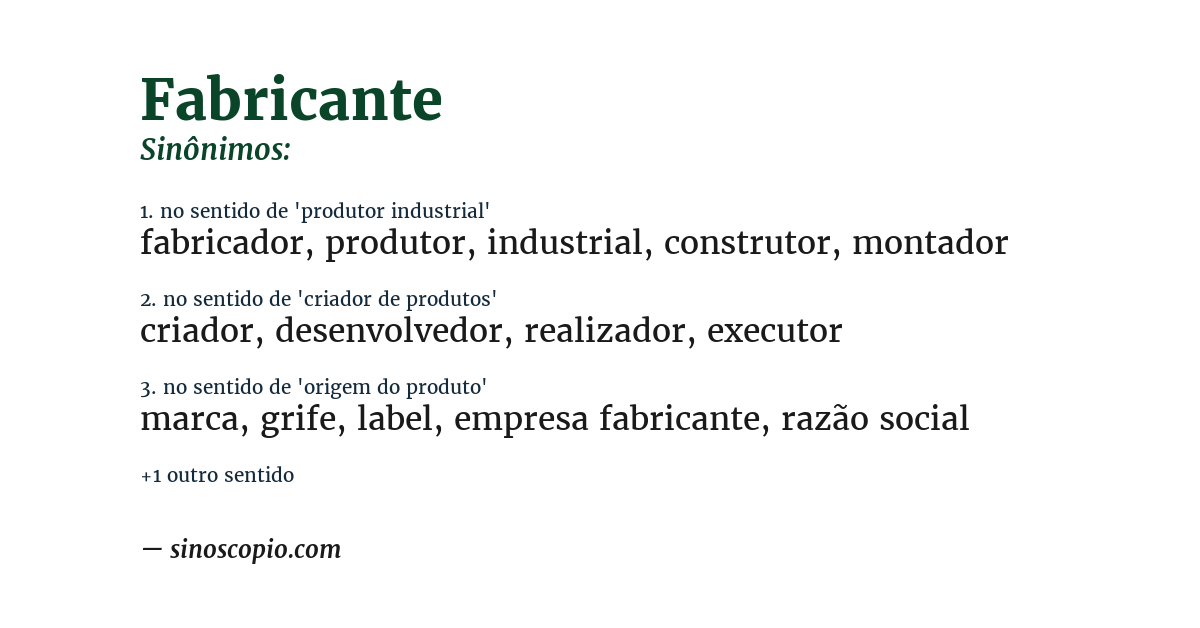 Sinônimo de fabricante