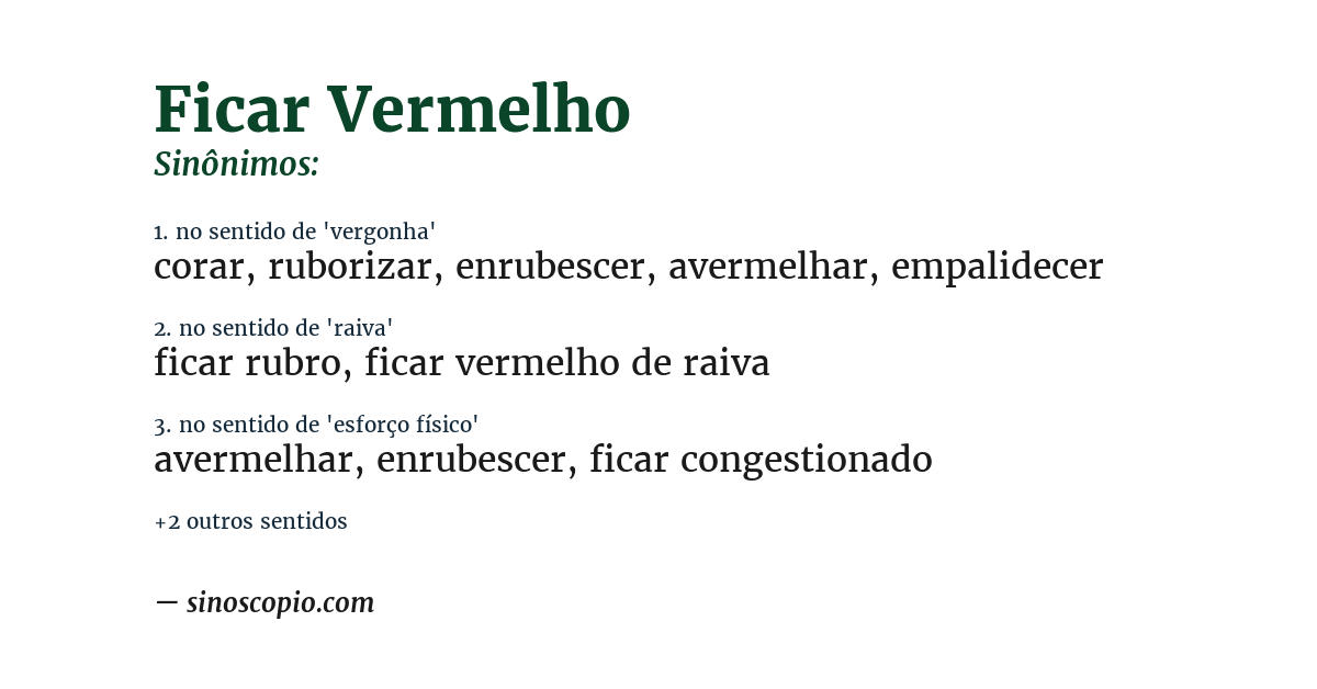 Sinônimo de ficar vermelho