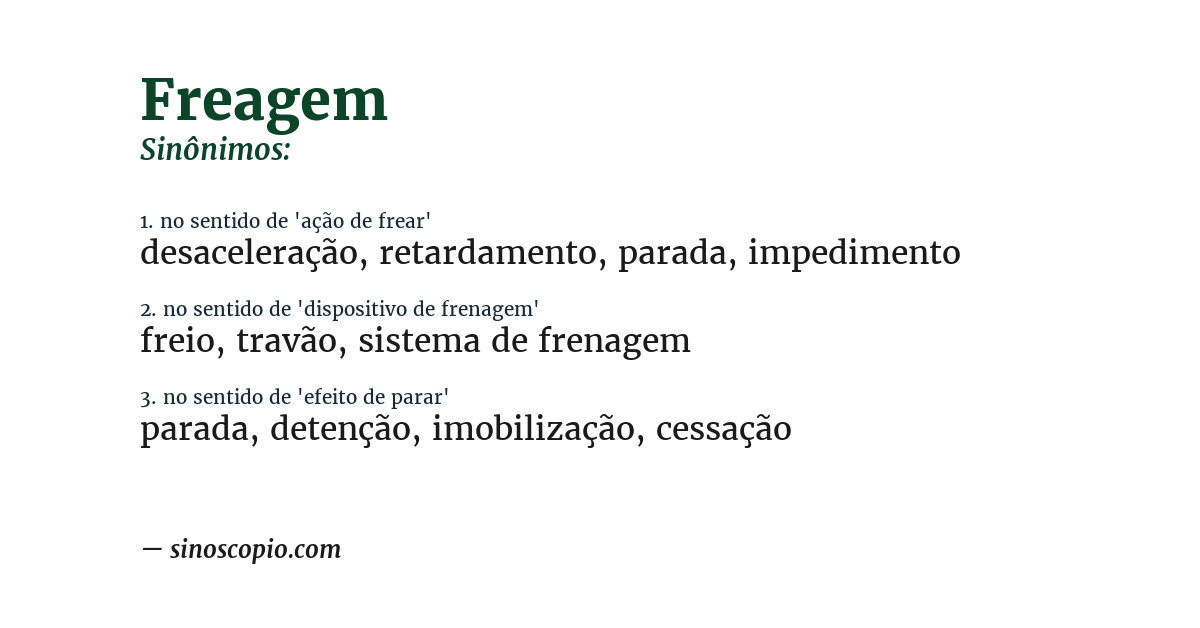 Sinônimo de freagem