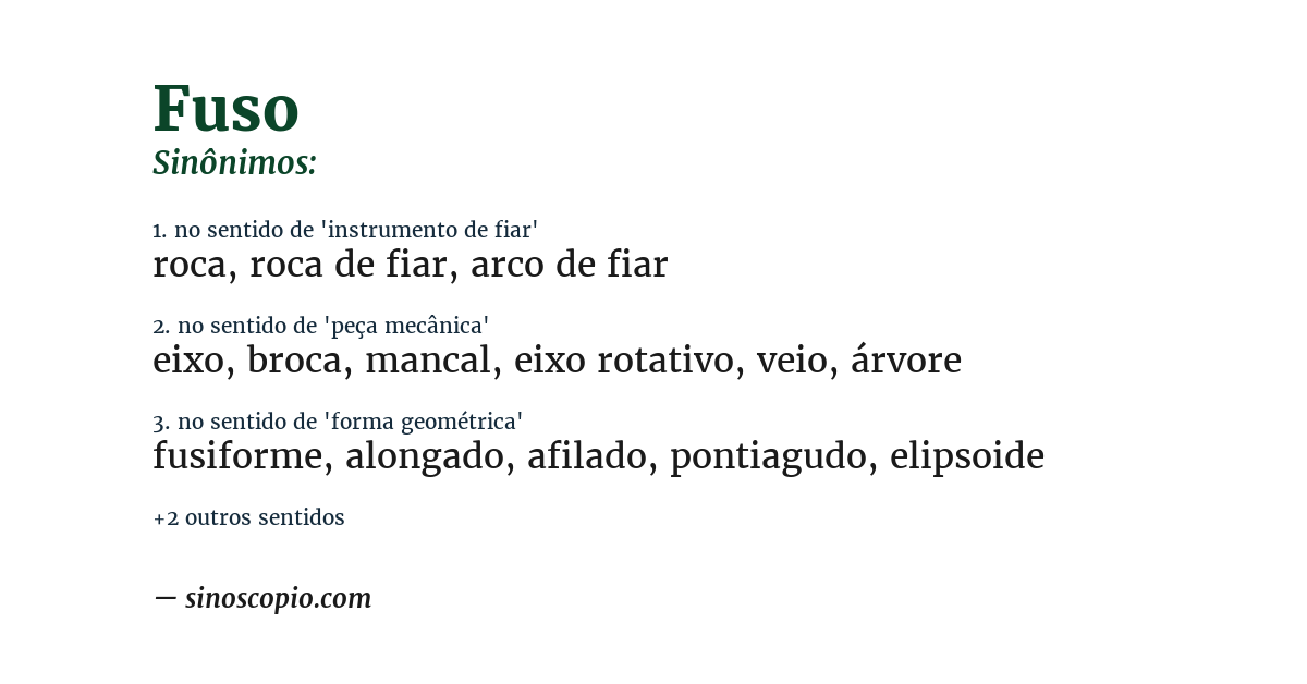 Sinônimo de fuso