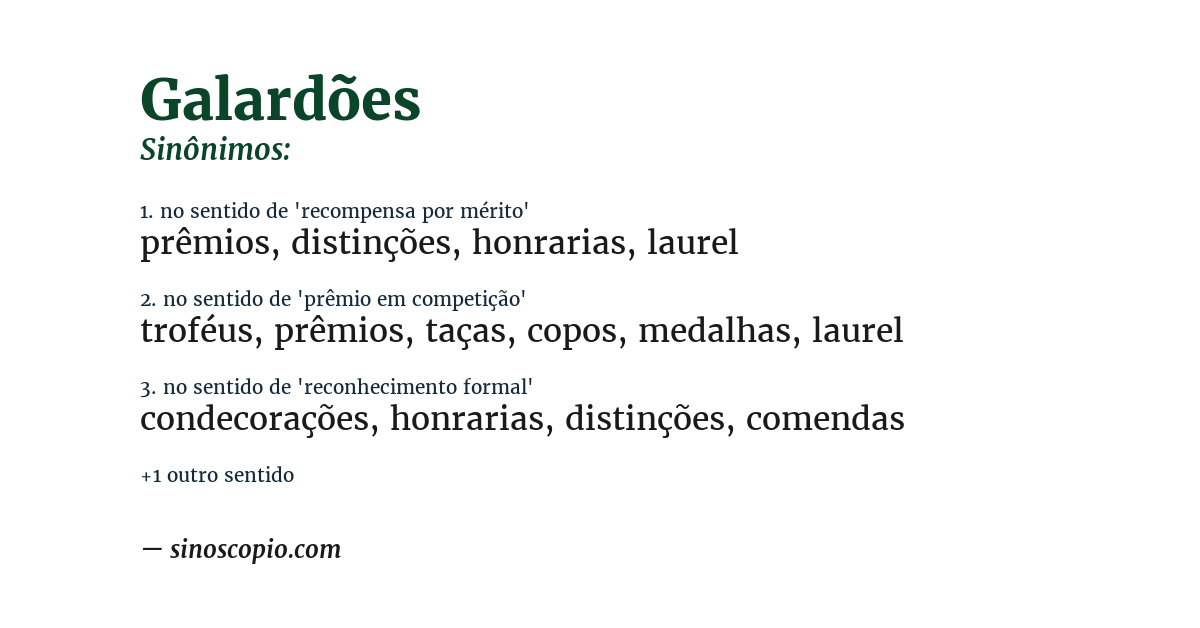 Sinônimo de galardões
