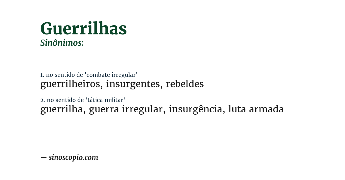 Sinônimo de guerrilhas
