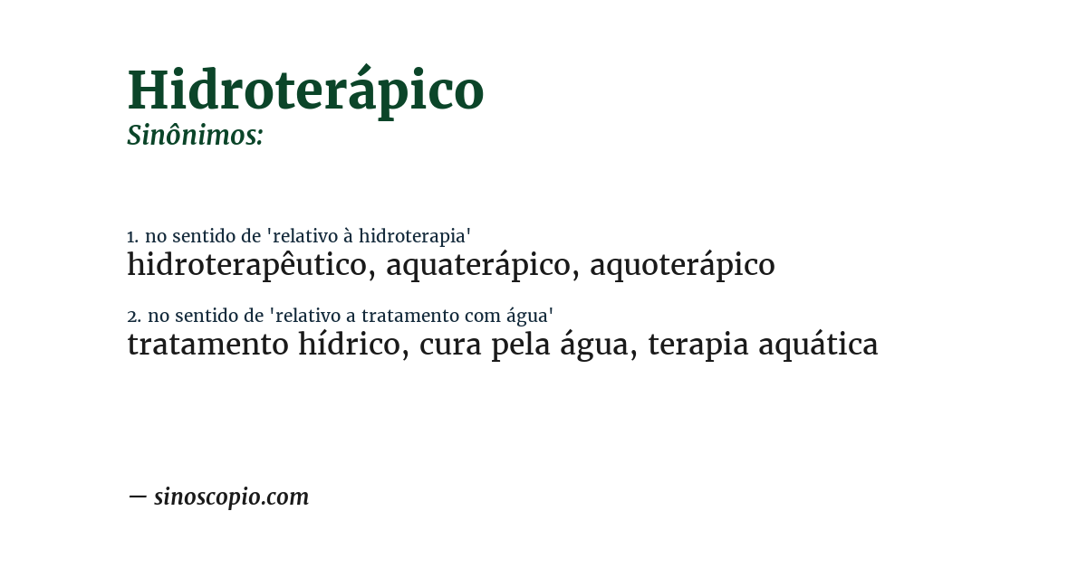Sinônimo de hidroterápico