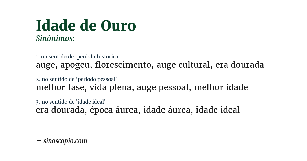 Sinônimo de idade de ouro