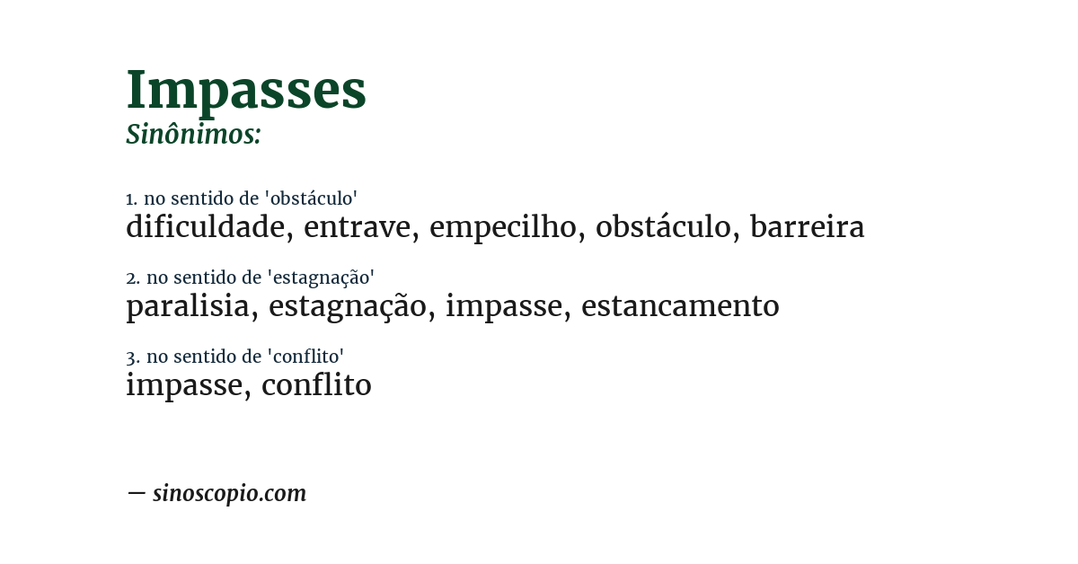 Sinônimo de impasses