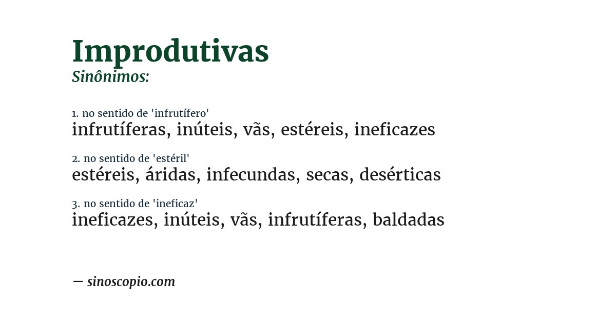Sinônimo de improdutivas