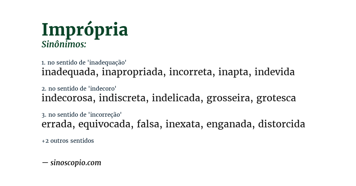 Sinônimo de imprópria