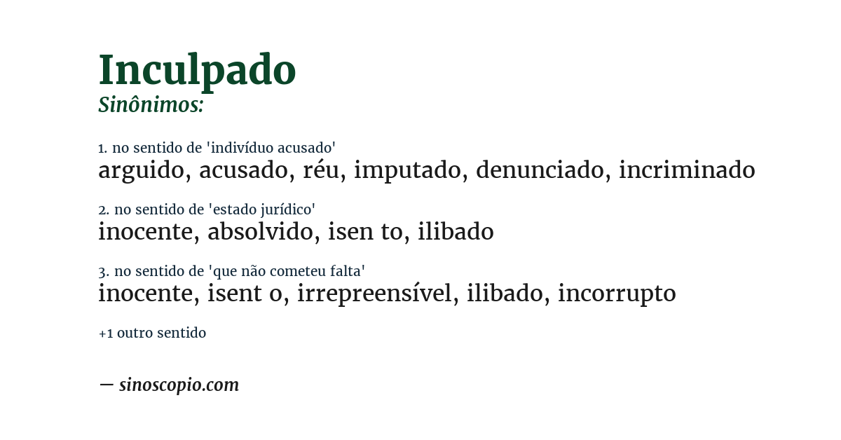 Sinônimo de inculpado