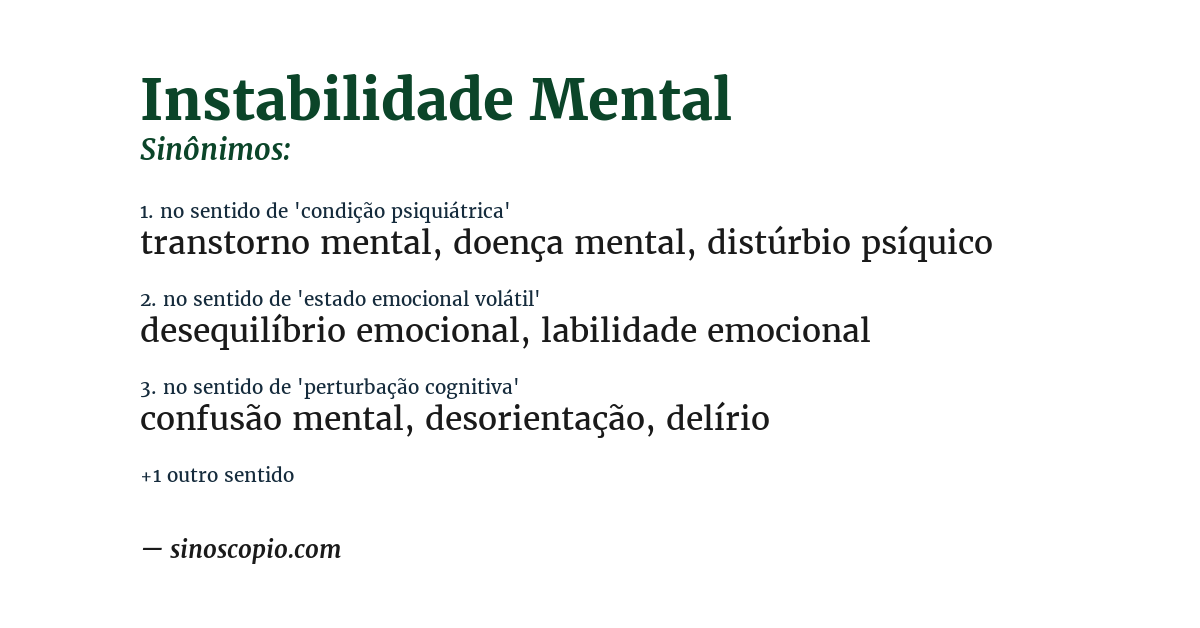 Sinônimo de instabilidade mental