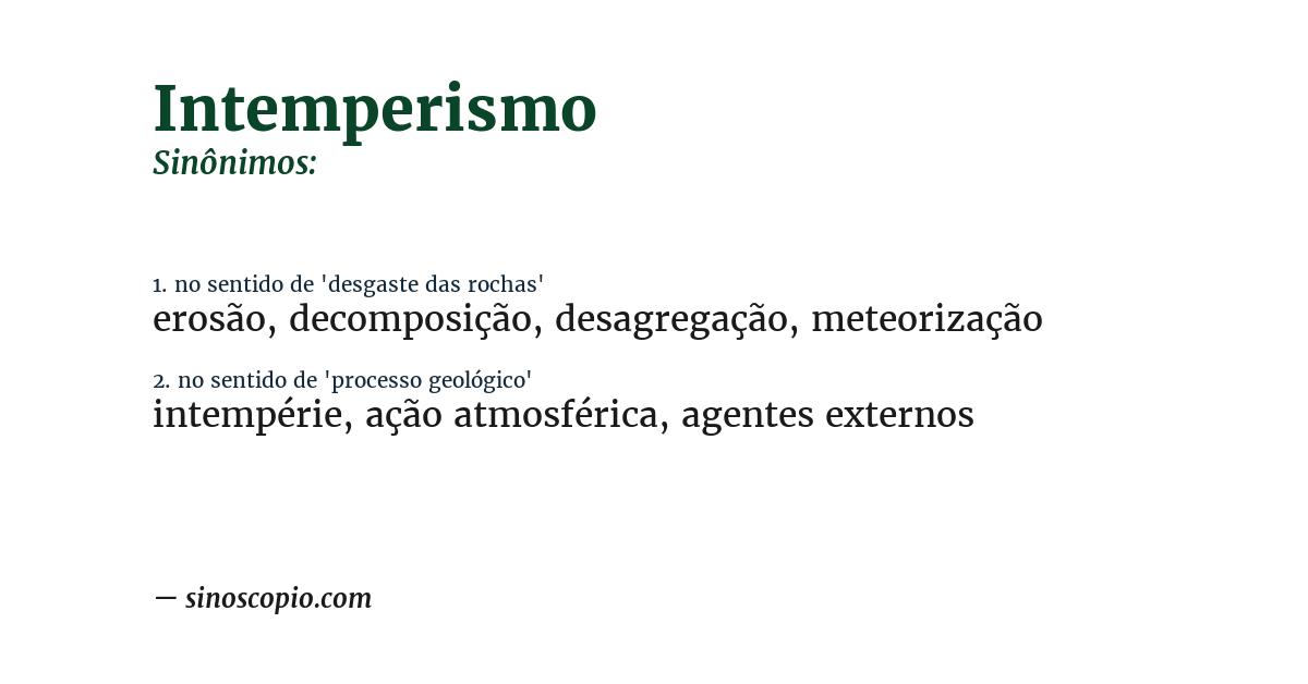 Sinônimo de intemperismo