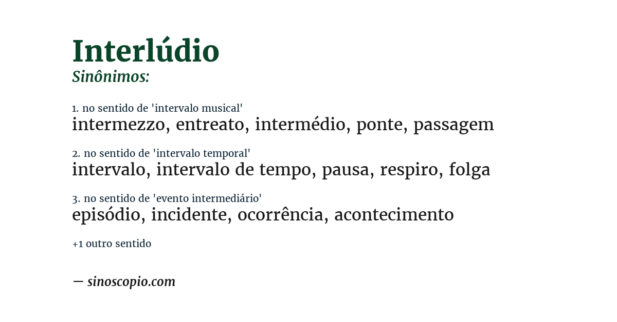 Sinônimo de interlúdio