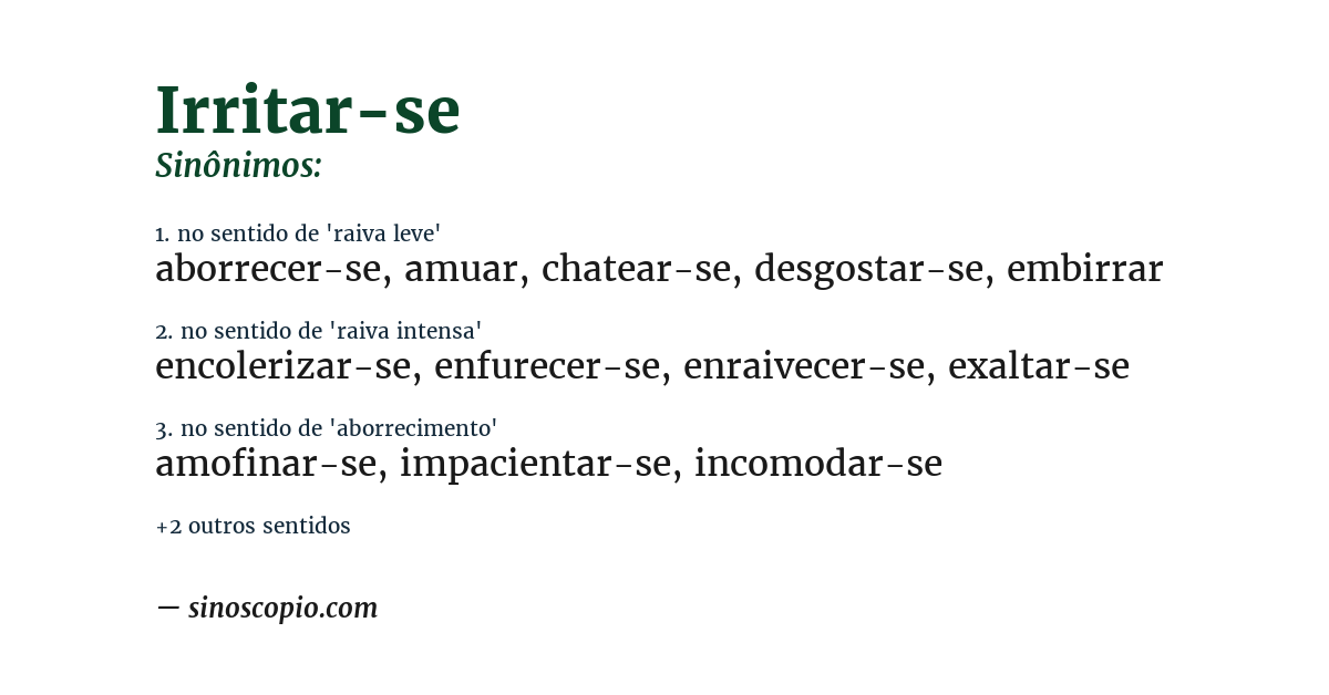 Sinônimo de irritar-se
