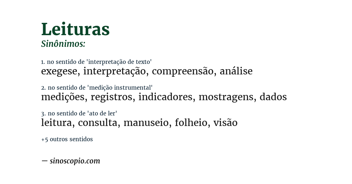 Sinônimo de leituras