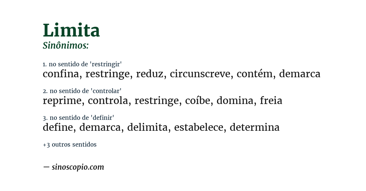 Sinônimo de limita