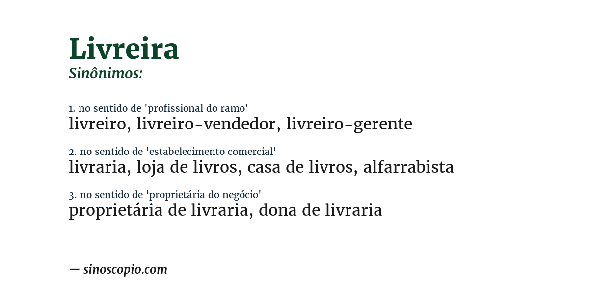 Sinônimo de livreira