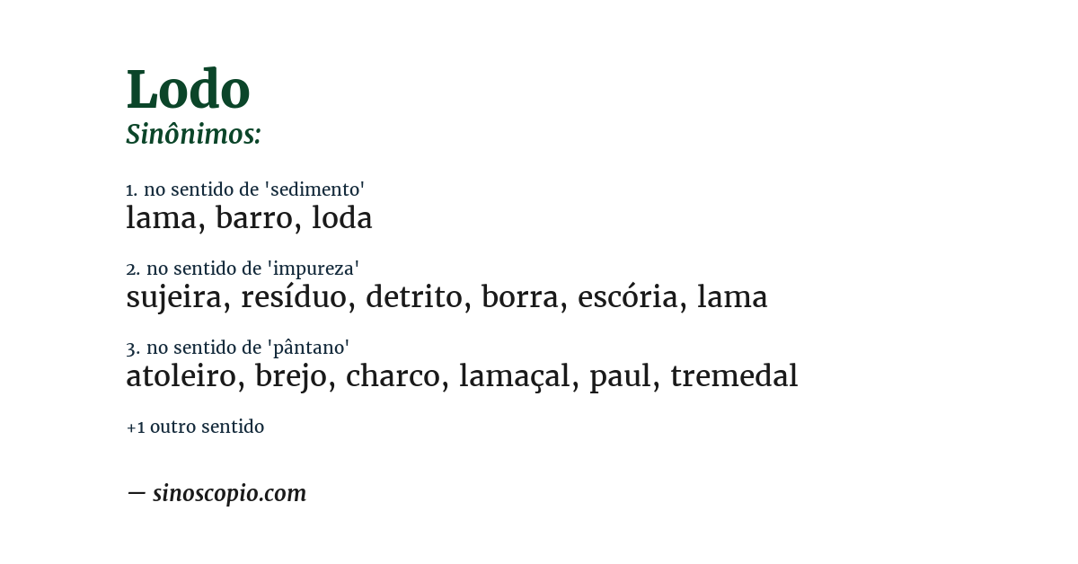 Sinônimo de lodo