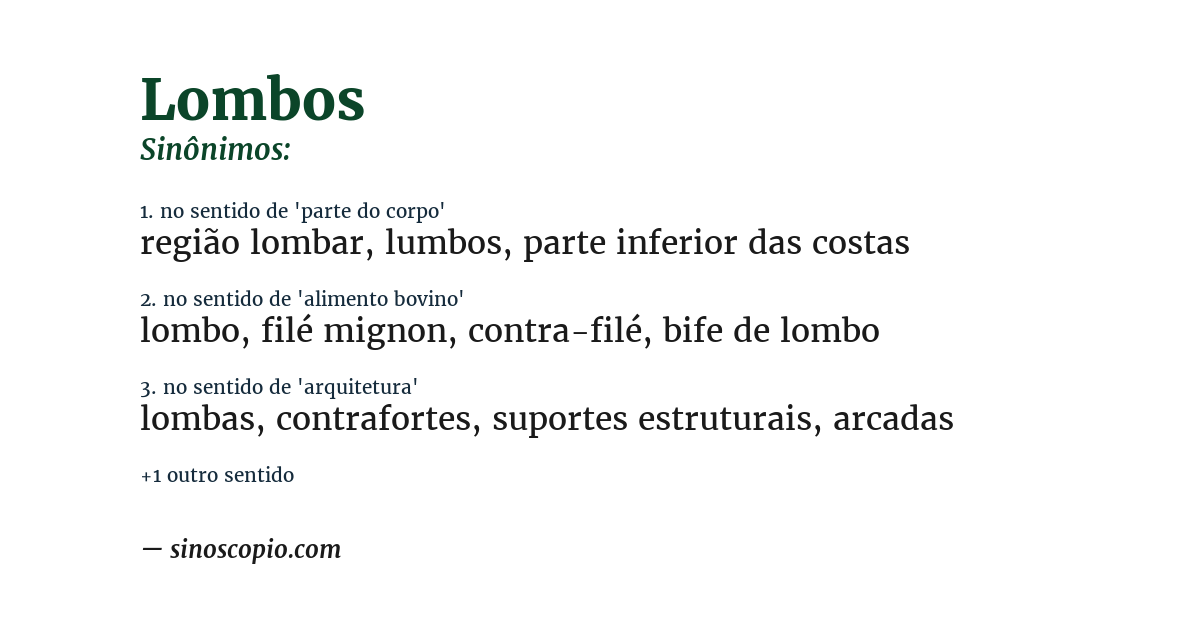 Sinônimo de lombos