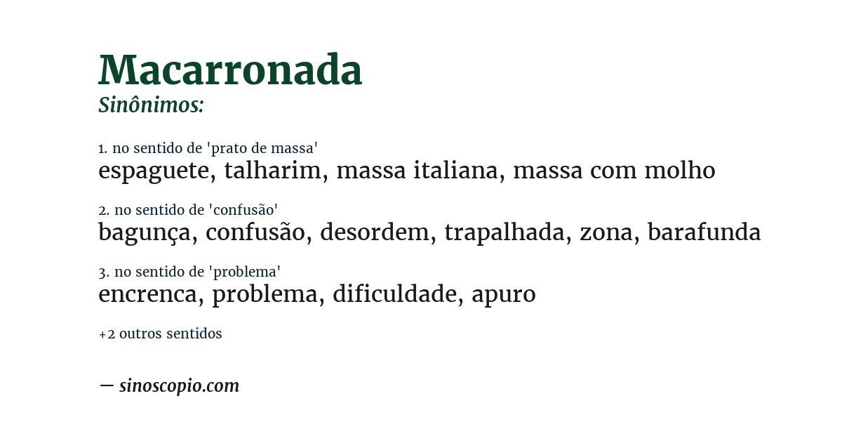 Sinônimo de macarronada