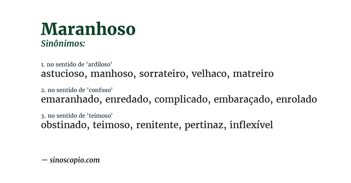 Sinônimo de maranhoso