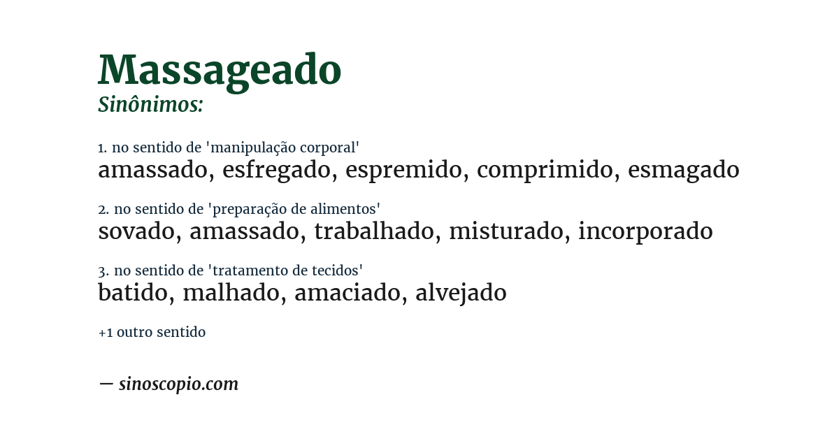 Sinônimo de massageado