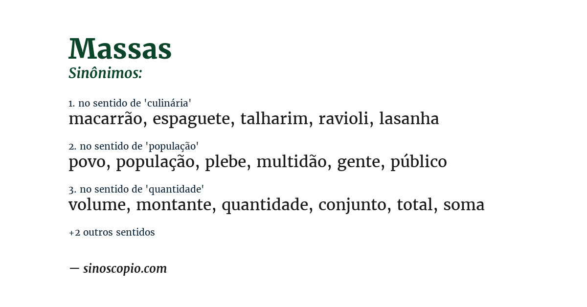 Sinônimo de massas