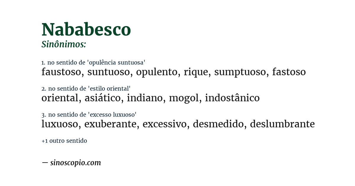 Sinônimo de nababesco