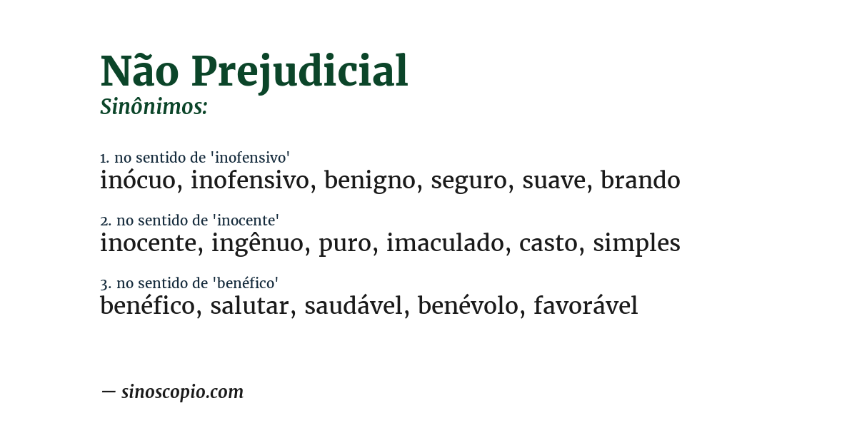 Sinônimo de não prejudicial