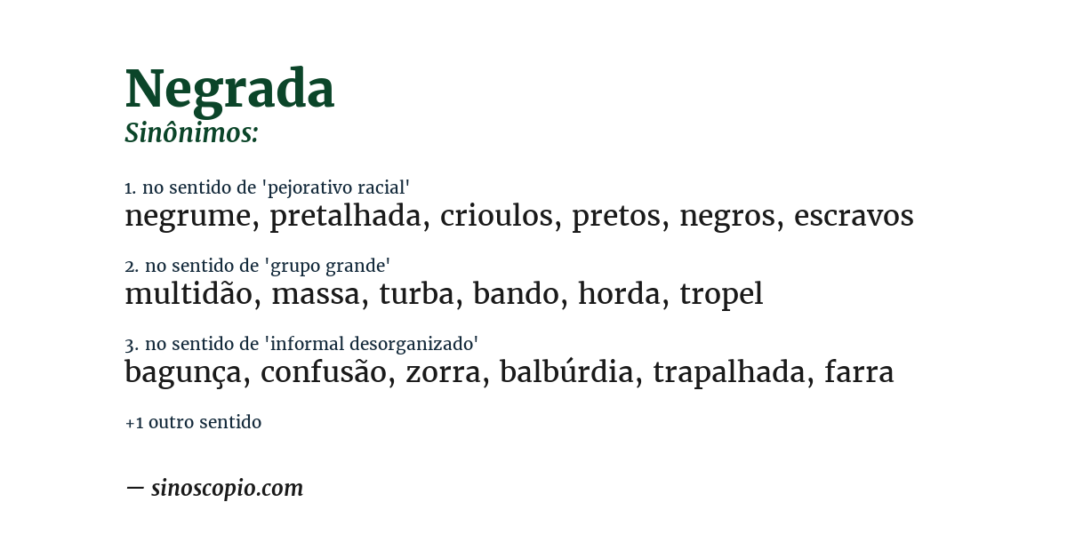 Sinônimo de negrada