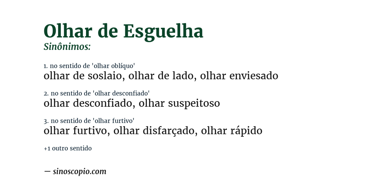 Sinônimo de olhar de esguelha