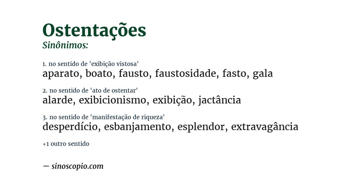 Sinônimo de ostentações