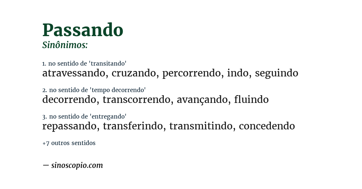 Sinônimo de passando