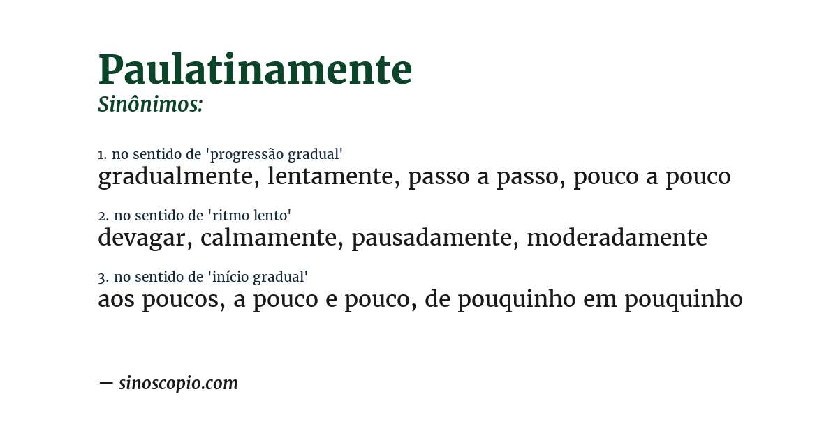 Sinônimo de paulatinamente