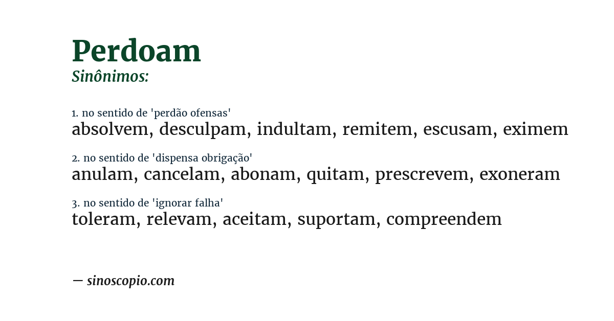 Sinônimo de perdoam
