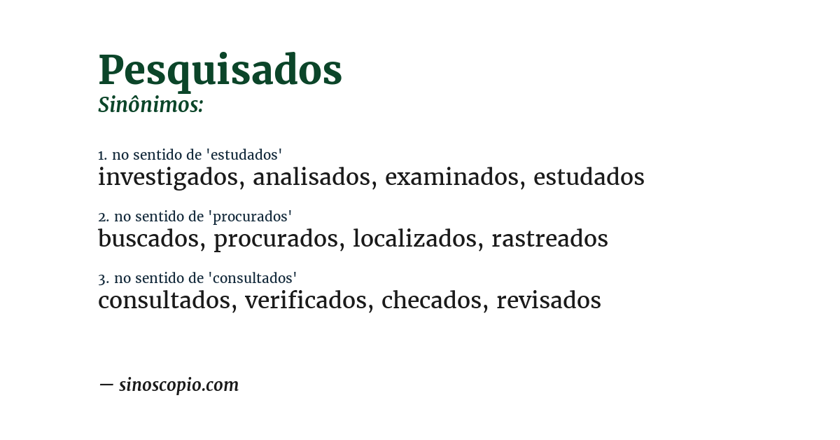 Sinônimo de pesquisados