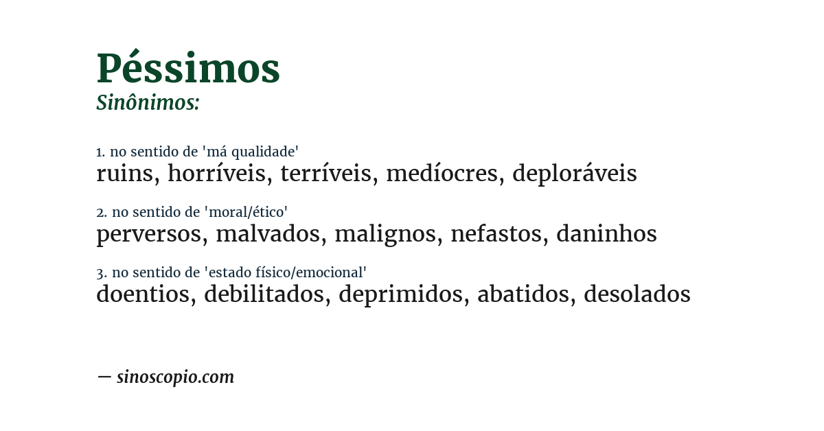 Sinônimo de péssimos