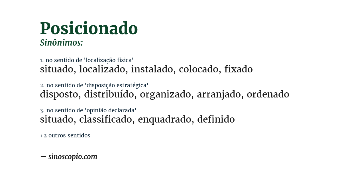 Sinônimo de posicionado