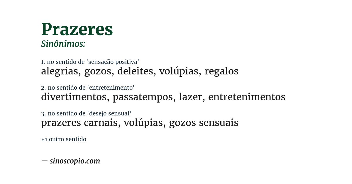 Sinônimo de prazeres