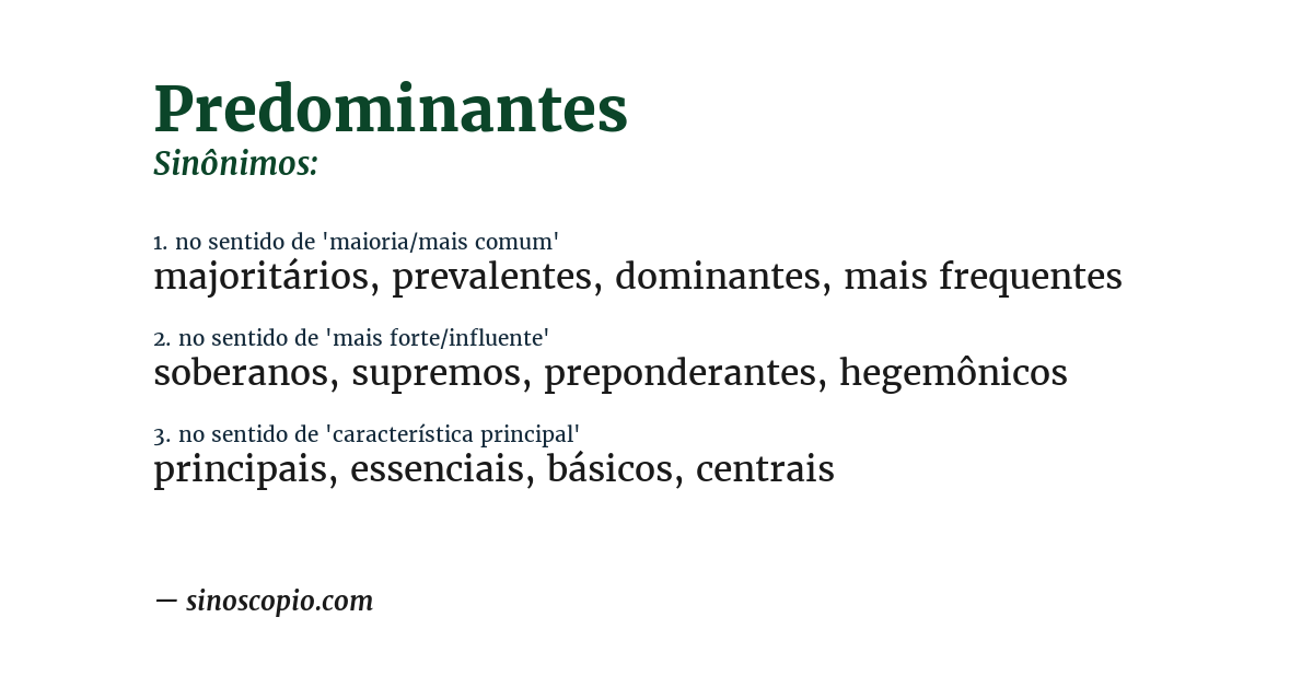 Sinônimo de predominantes