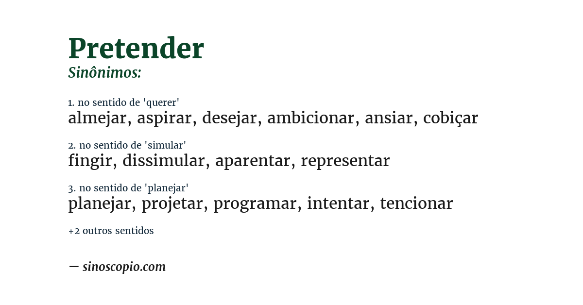Sinônimo de pretender