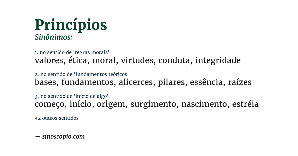 Sinônimo de princípios