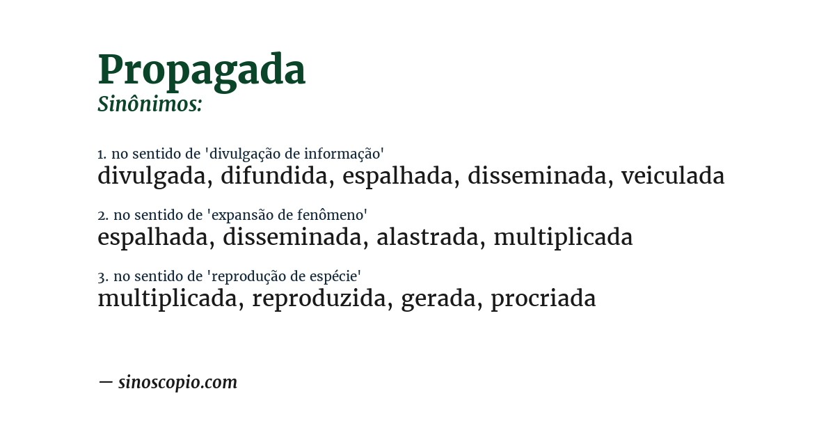 Sinônimo de propagada