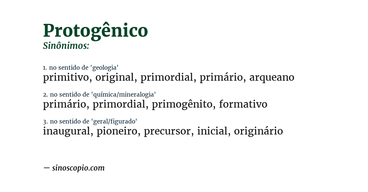 Sinônimo de protogênico