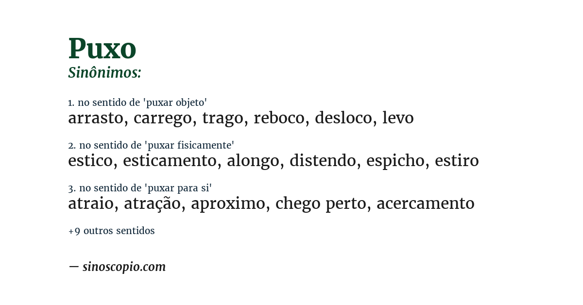 Sinônimo de puxo