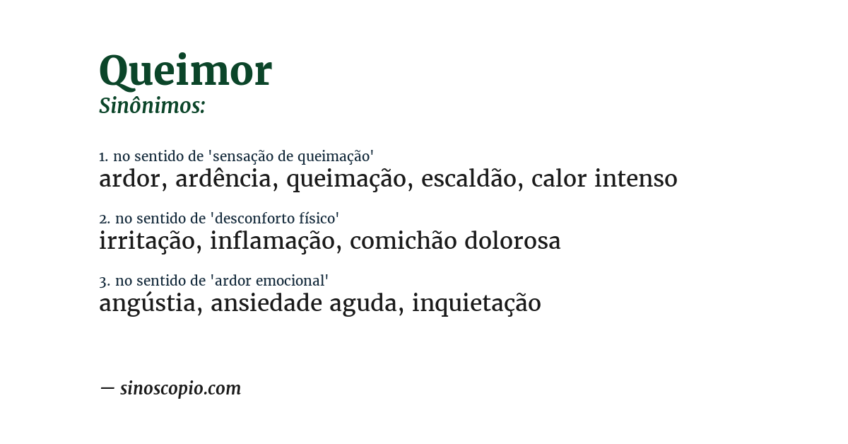 Sinônimo de queimor